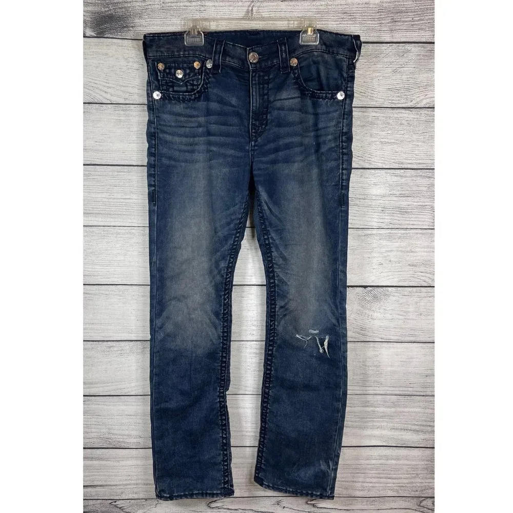 True Religion Ricky Relaxed Straight Dark Wash Jeans 36